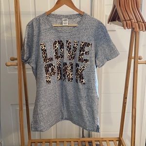 PINK Victoria’s Secret animal print campus tee L